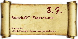 Baczkó Fausztusz névjegykártya